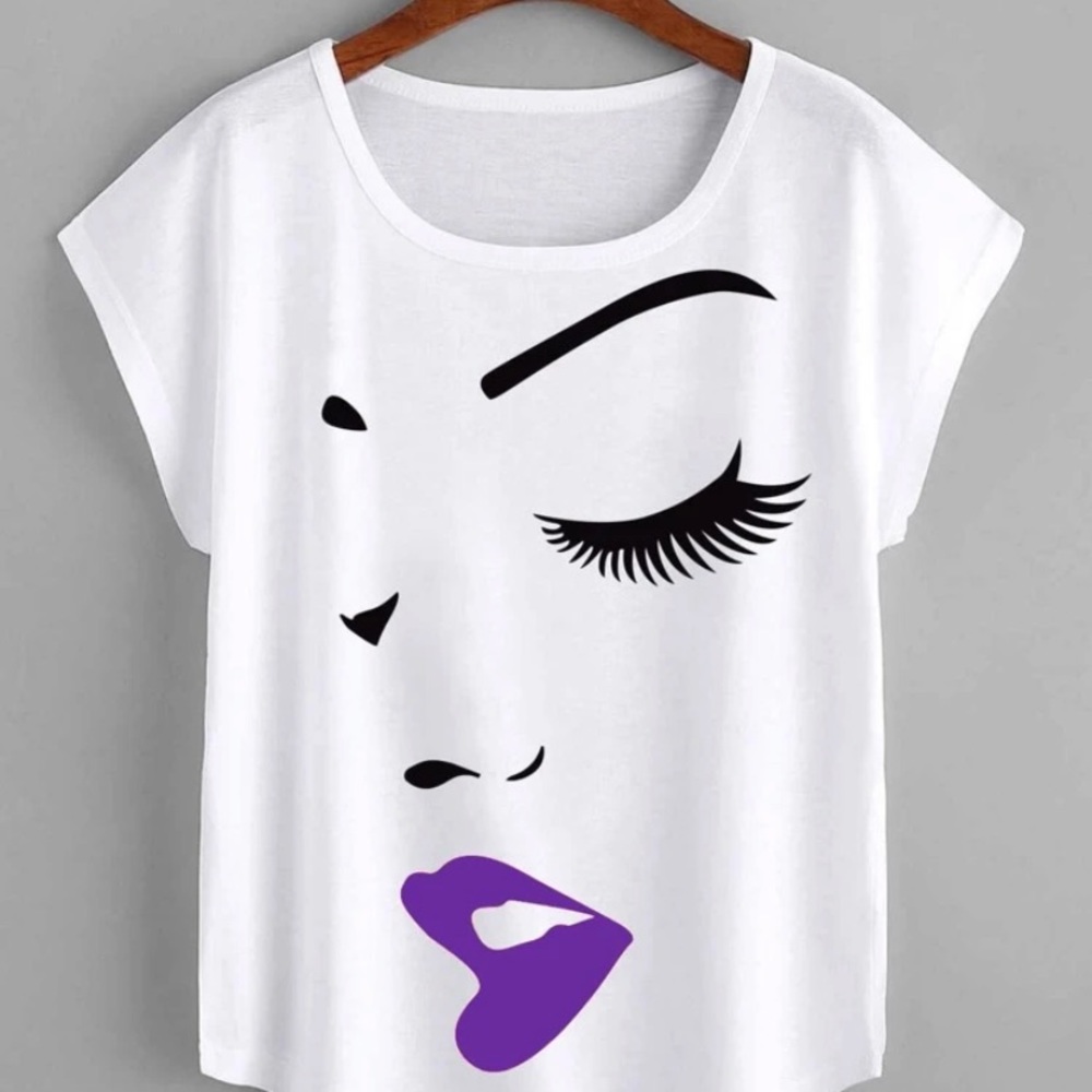 Graphic lady face Tees